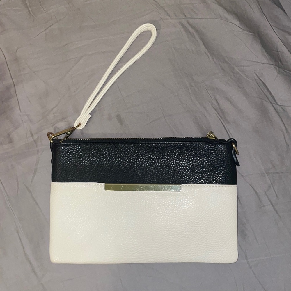 Black and White Faux Leather Clutch